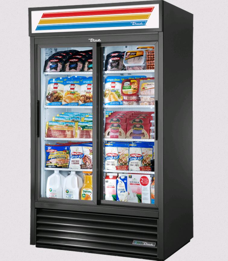 True 47" Two Section Black Glass Door Merchandiser GDM-41-HC-LD