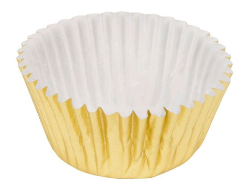 Mini Gold Flared Cupcake cups on white background