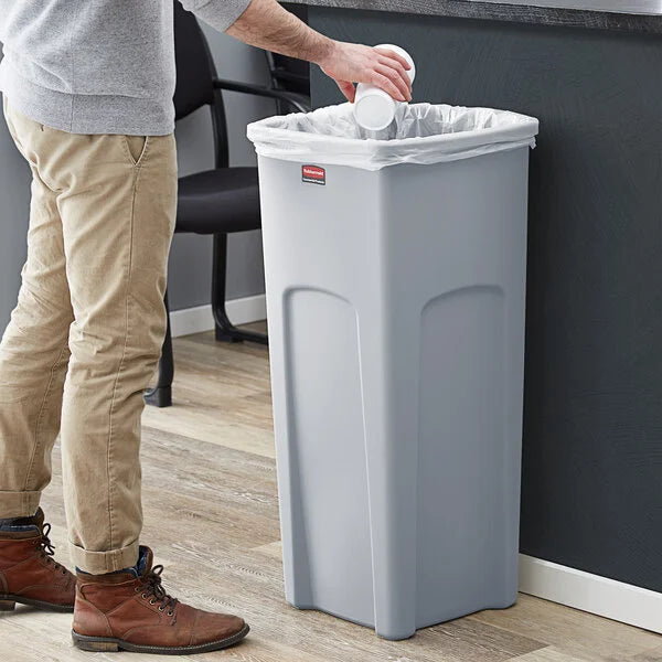 Rubbermaid® Untouchable 92 Qt. / 23 Gallon Gray Square Trash Can FG356988GRAY