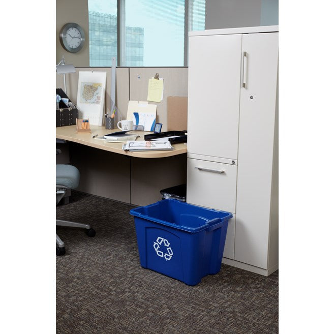 Rubbermaid Recycling Box 14 Gal Blue FG571473BLUE*