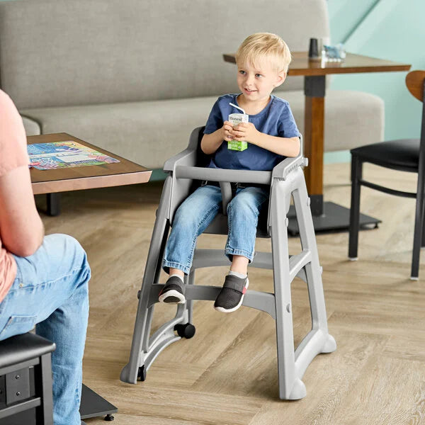 Rubbermaid® Platinum Sturdy Chair Restaurant High Chair with Wheels - Assembled FG780508PLAT