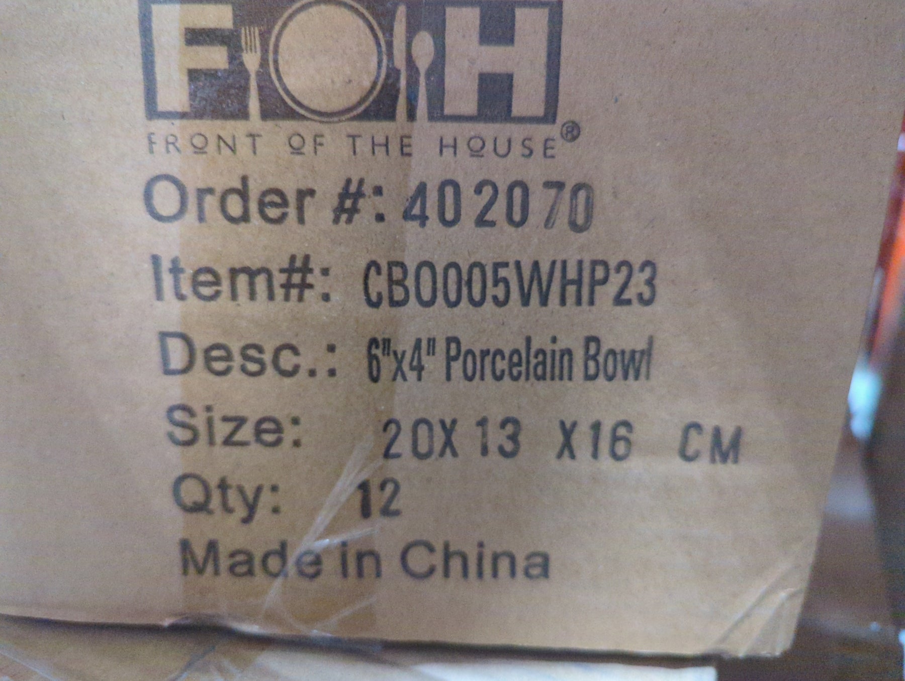 Bowl 7 oz Porcelain White CB0005WHP23 - (Case of 12)