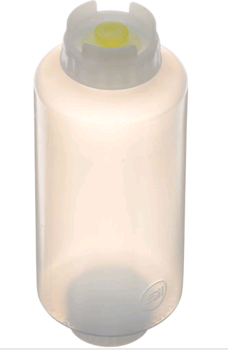 Fifo Squeeze Bottle 32 Oz, Medium Mouth, White Cap, Yellow Valve, CB32-220-6