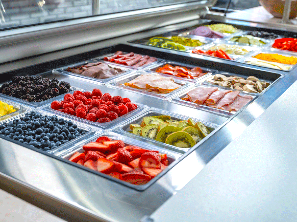 True Dual Sided Mega-Top Solid Door Sandwich/Salad Unit with Hydrocarbon Refrigerant TSSU-72-30M-B-DS-ST-HC