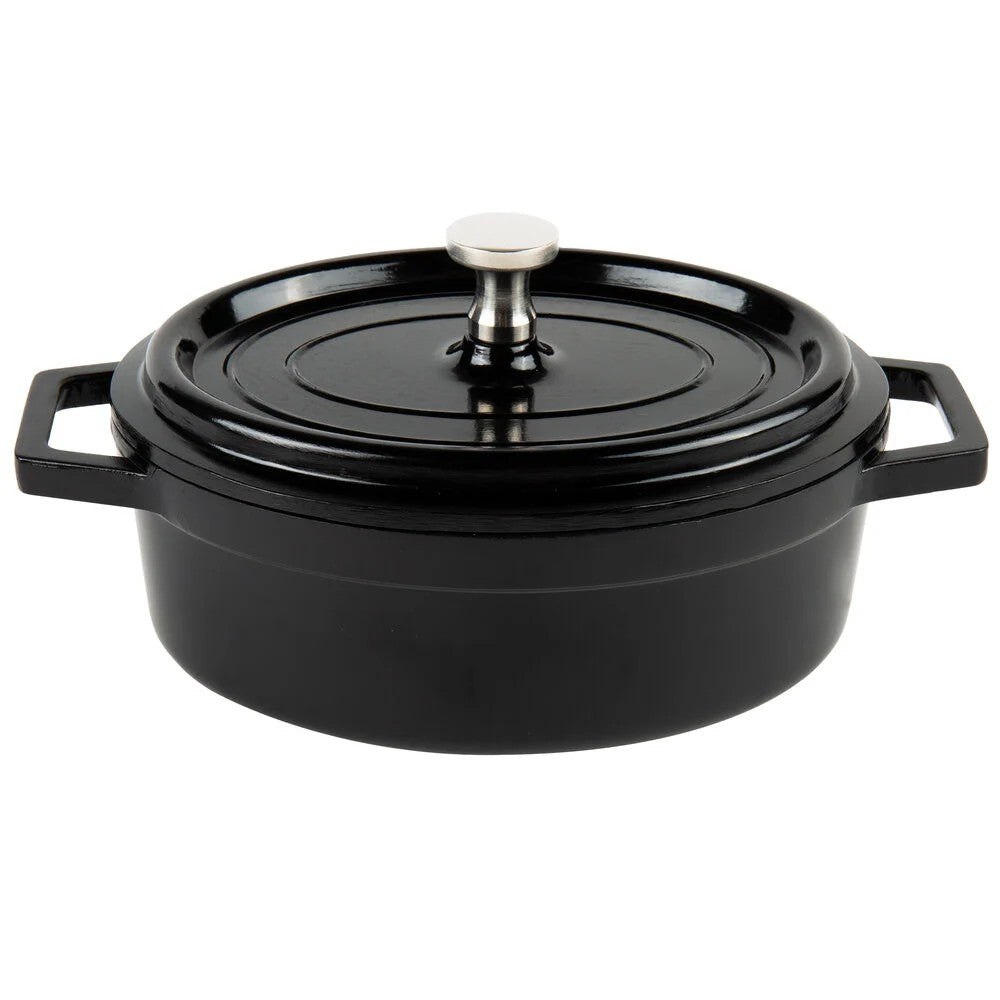 GET - Heiss Mini Oval Pot with Lid, 12 oz, Cast Aluminum CA-103-BK/BK/CC