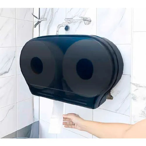 Globe Commercial - Roll Dispenser Jumbo Twin JRT 2 Roll Capacity Black TT500 - 1/1EA