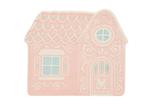 Godinger Pink Gingerbread House Appetizer Plate