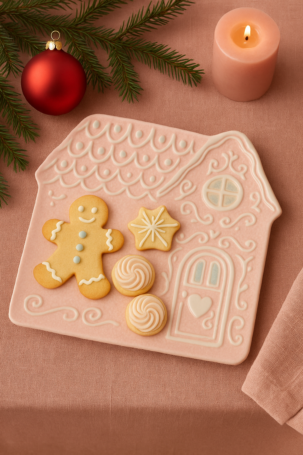 Godinger Pink Gingerbread House Appetizer Plate