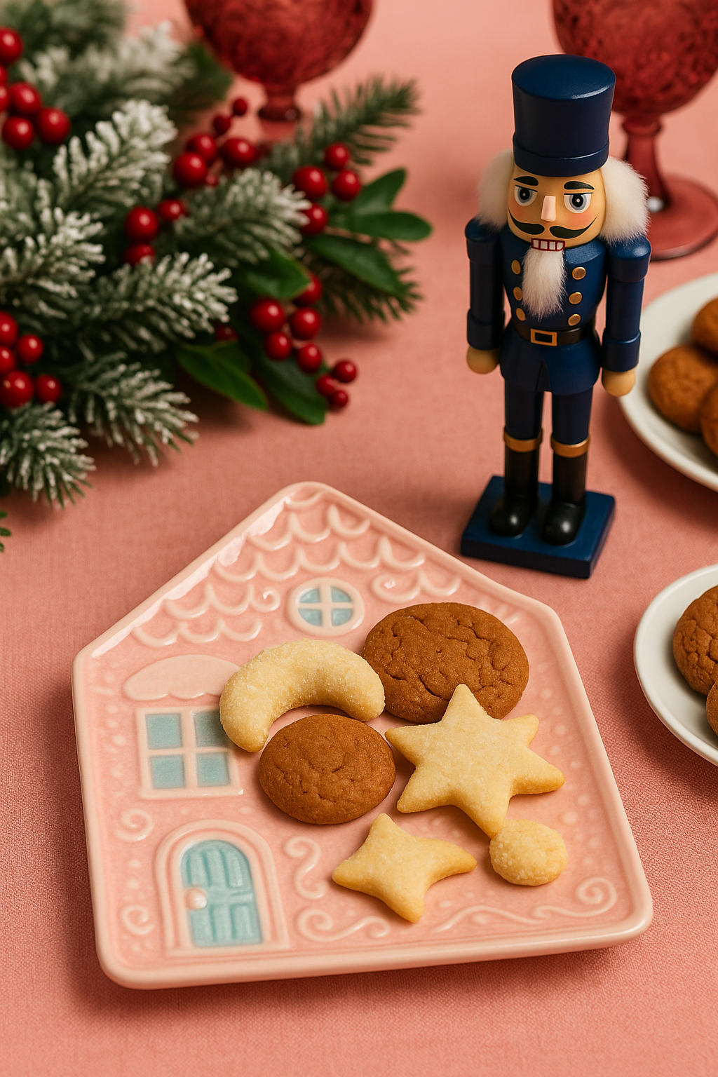 Godinger Pink Gingerbread House Appetizer Plate