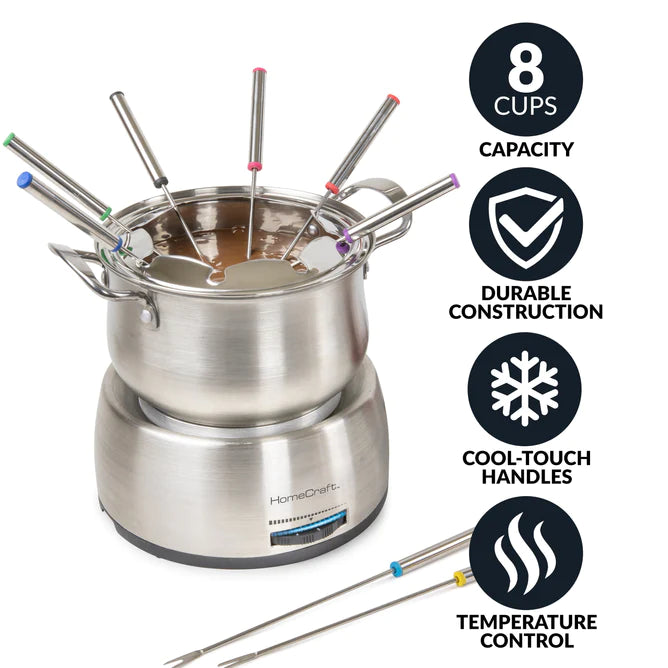 Nostalgia HomeCraft 8-Cup Electric Fondue Set HCFP8SS