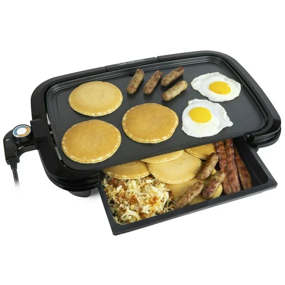 Home Craft Non-Stick Griddle with Warming Drawer HCGDWD160BK