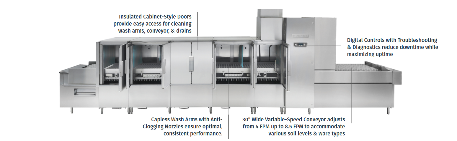 Hobart Base Steam Type Flight Type Commercial Dishwasher FT1000e * | s ...