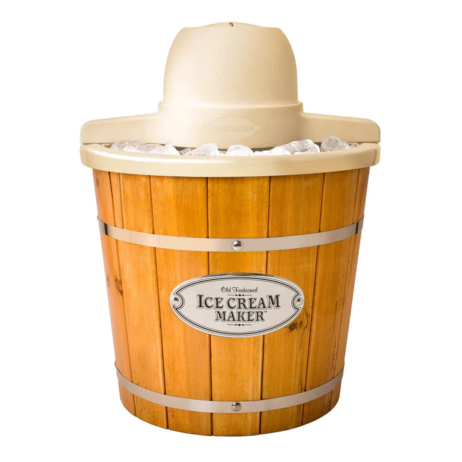 Nostalgia Bucket Ice Cream Maker, Wood,4-Quart, ICMW4NHDB