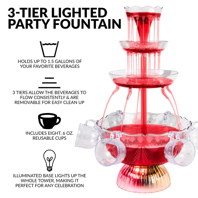 Nostalgia 3-TIER LIGHTED PARTY FOUNTAIN LPF230 1/1EA