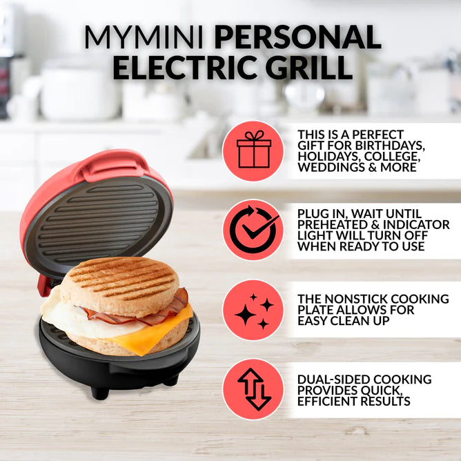 Nostalgia MyMini Personal Electric Grill Coral MGR5CRL