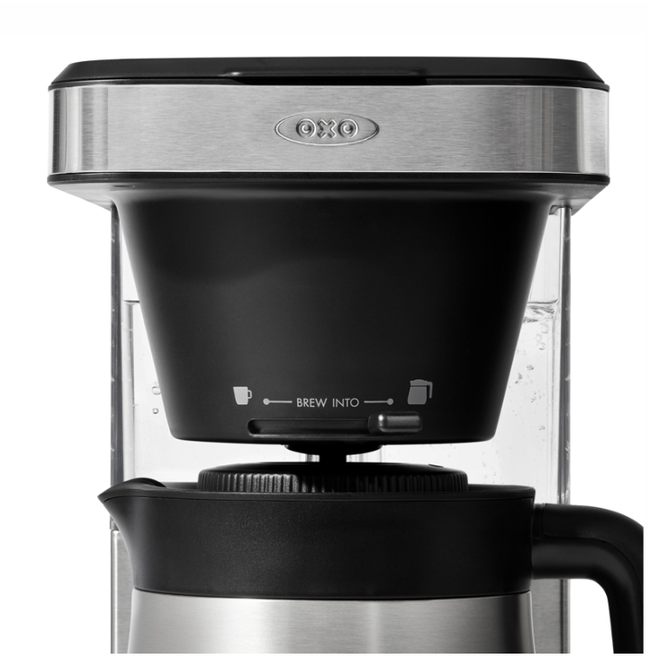 Stainless 8 cup Coffee Maker with Water tank on white background