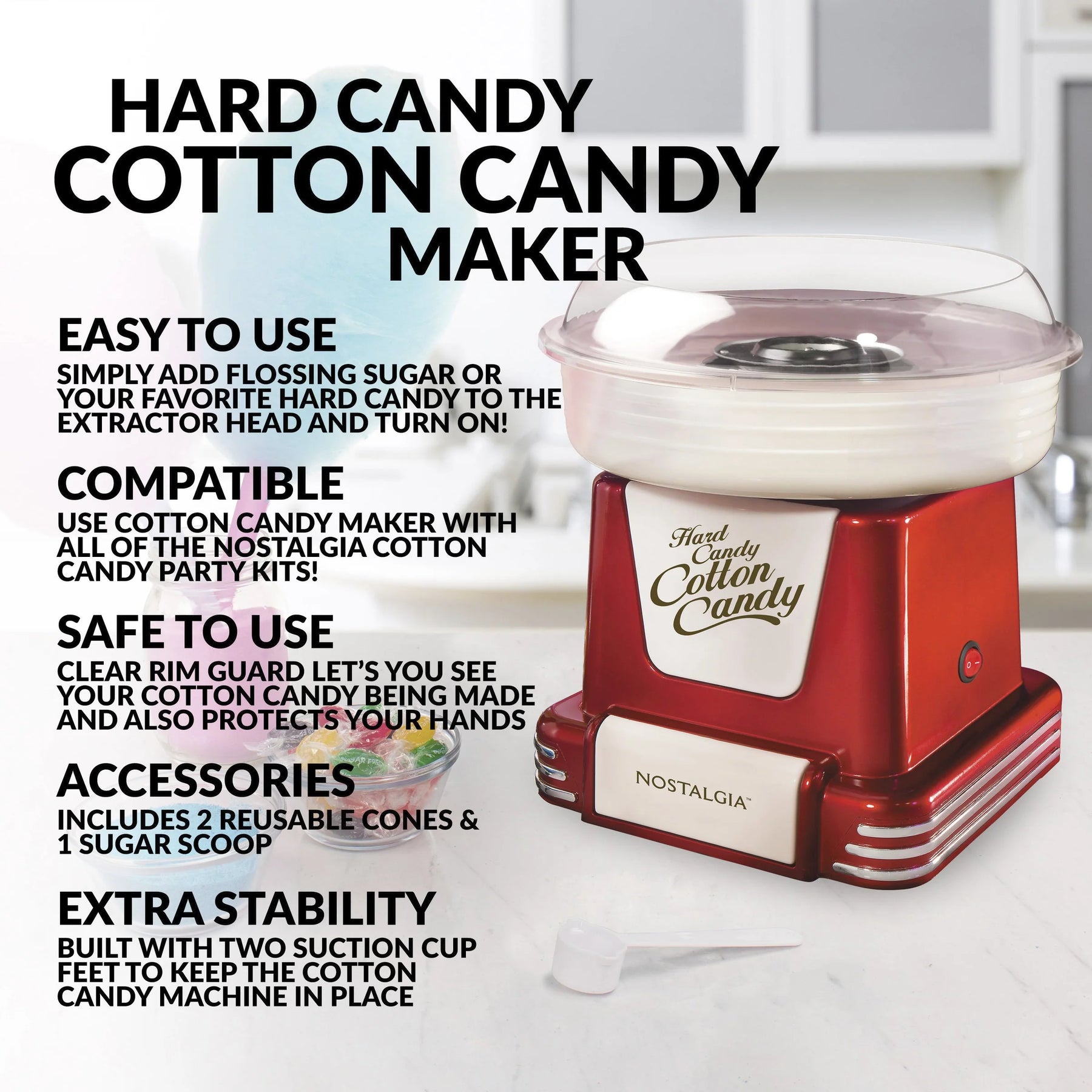 Nostalgia COTTON CANDY MACHINE RETRO RED PCM805RETRORED