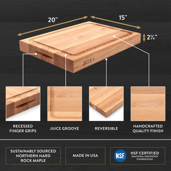 John Boos Maple Deluxe Barbecue Cutting Board 2-1/4
