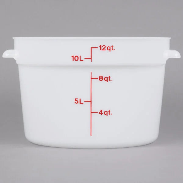 Cambro 12 Qt. White Round Polyethylene Food Storage Container RFS12148 1/1EA