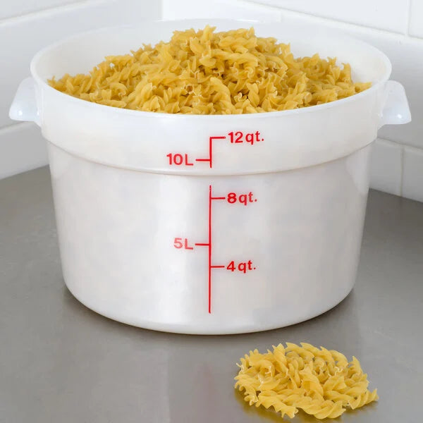 Cambro 12 Qt. White Round Polyethylene Food Storage Container RFS12148 1/1EA