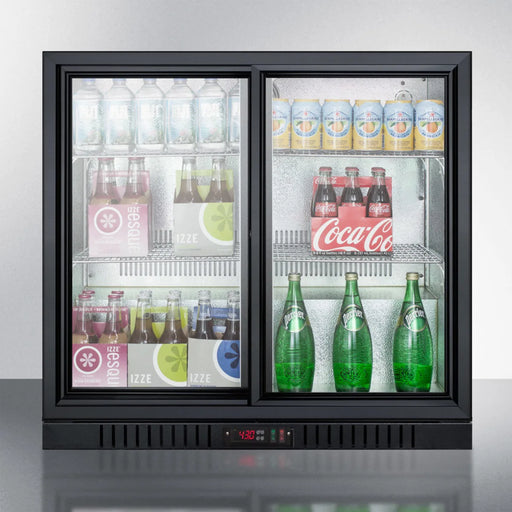 Summit 36 Inch Commercial Beverage Center with Back Bar Design, Sliding Glass Doors SCR700B 1/1EA*