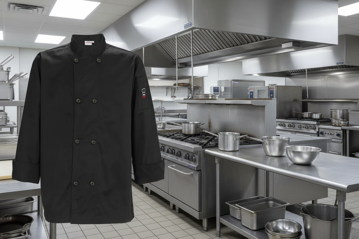 Winco Chef Jacket 3XL BLK Tapered  UNF-6K3XL