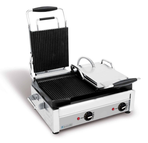 Eurodib - Double Panini Grill with Ribbed Plates 18" x 11" SFE02365 240V - 1/1EA