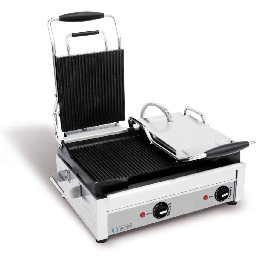 Eurodib - Double Panini Grill with Ribbed Plates 18" x 11" SFE02365 240V - 1/1EA