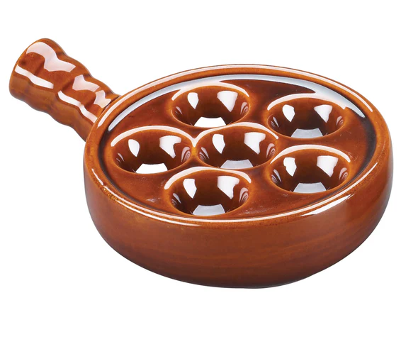 Browne - Escargot Dish, w/ Handle Brown, 744044 - 1/1EA