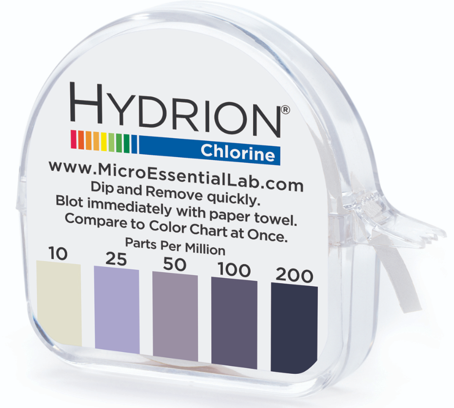 Hydrion Chlorine Test Paper, 10-200 PPM 56CM240