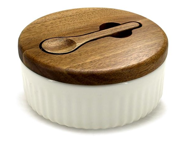BIA - Divided Salt Keeper, Acacia Spoon & Lid, 9250528WH