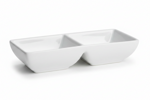 Steelite 4 oz Double Well Rectangle Tray 6900E595