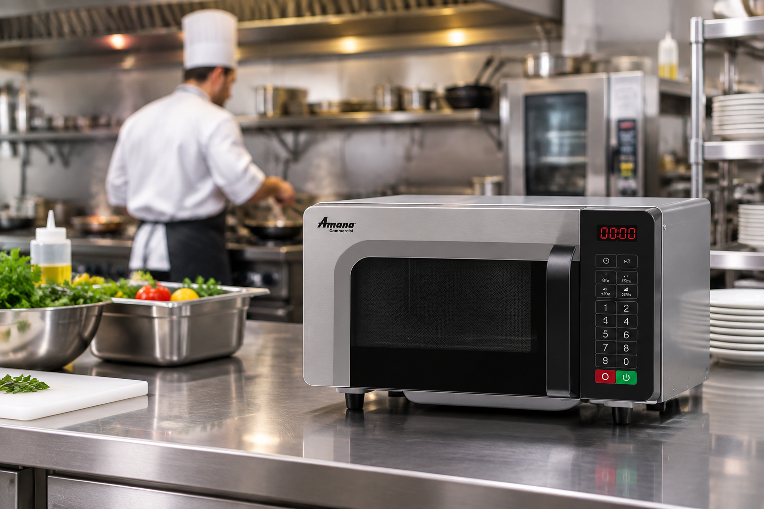 Amana 1000W Commercial Microwave Oven 20 Programmable Menu Items RMS10TSA