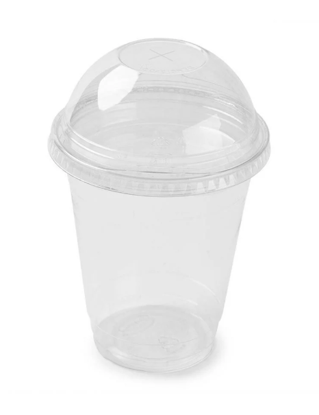 Globe 12 oz - 20 oz PET Dome / Flat Lids with Hole for Clear PET Cold Cups