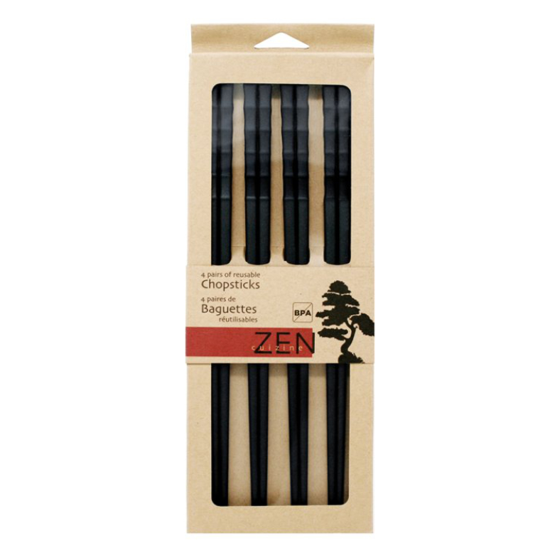 Zen Cuizine - Chopsticks Reusable 4 pc Black 6393624BK - (1 Set)