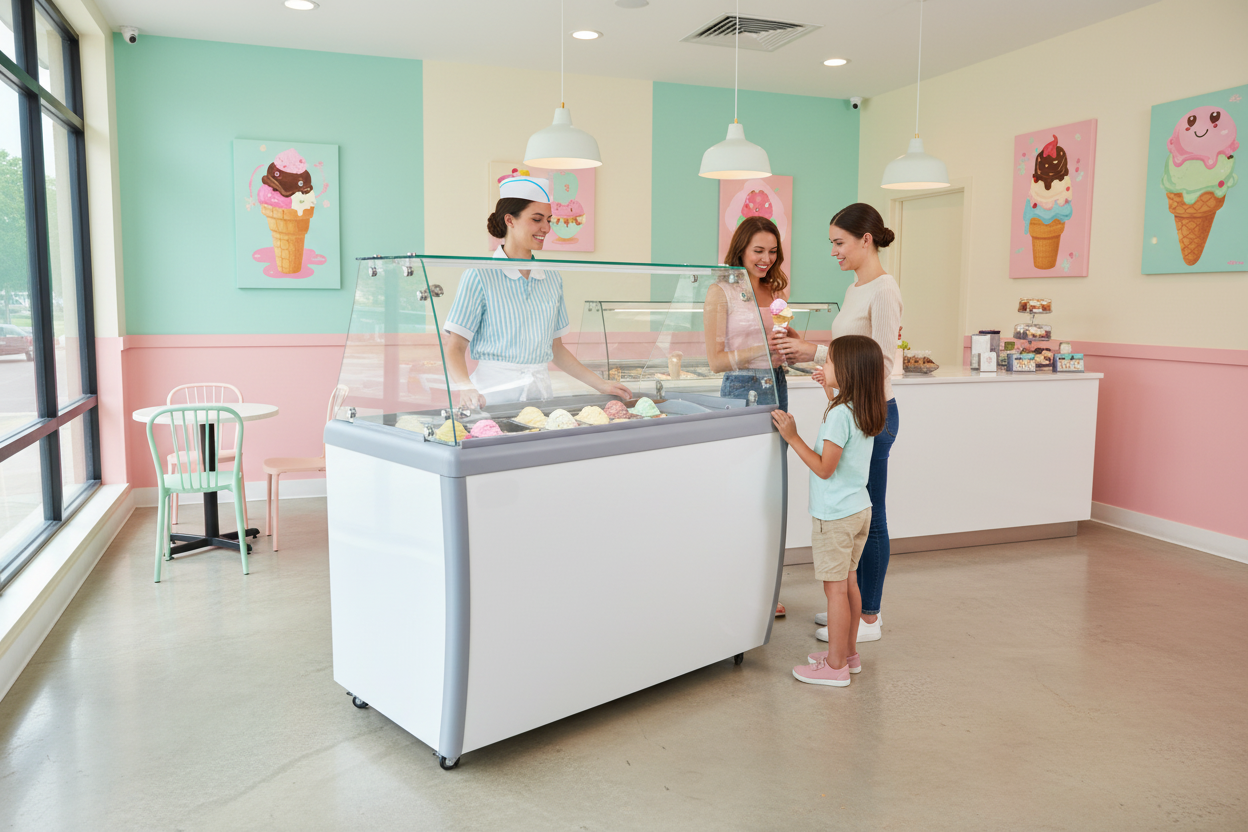 Omcan - Ice Cream Freezer, 50", with Sneeze Guard 44588 - 1/1EA*