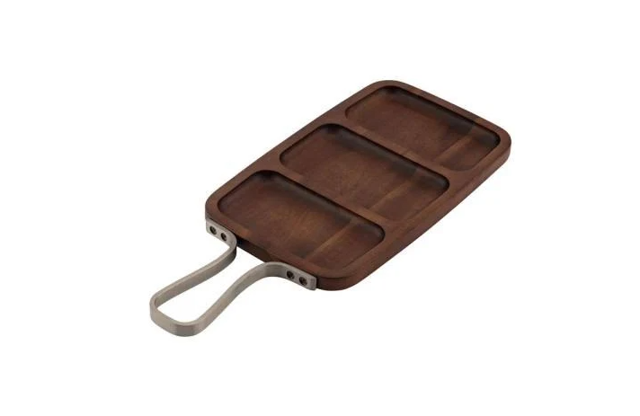 Browne - Serving Board Sectioned with handle Acacia, 12" x 7", 571507 - 1/1EA