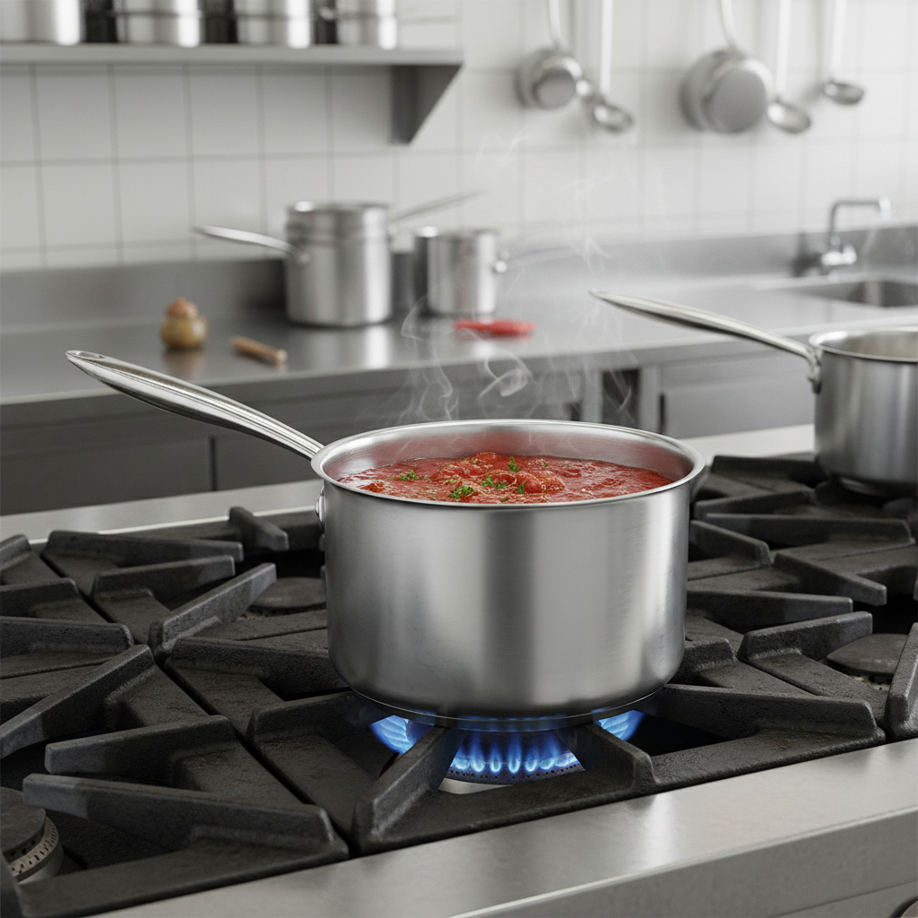 Browne 5724034 4.5 Qt Stainless Steel Sauce Pan  on white background