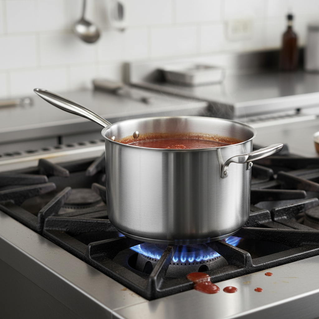 Browne 5724037 7.6 Qt/7.6L  Stainless Steel Sauce Pan on white background