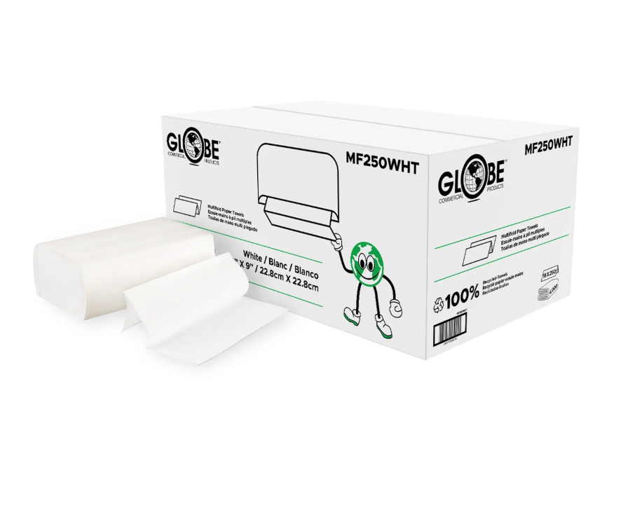 Globe Commercial - Multifold Towels - White / 250 Sheets MF250WHT - (Case of 16)
