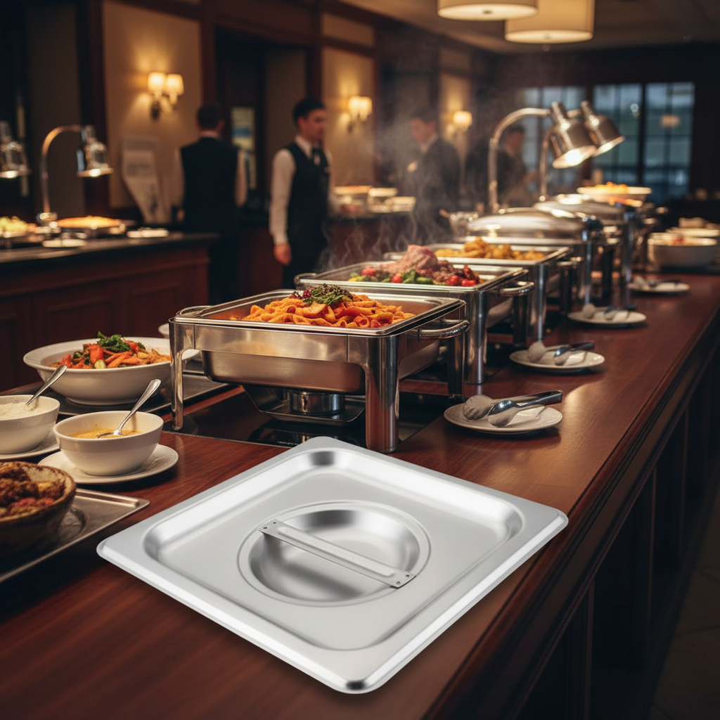 Browne - Food Pan Lid, 1/6 Size, Stainless Steel, Solid, 575568 - 1/1EA