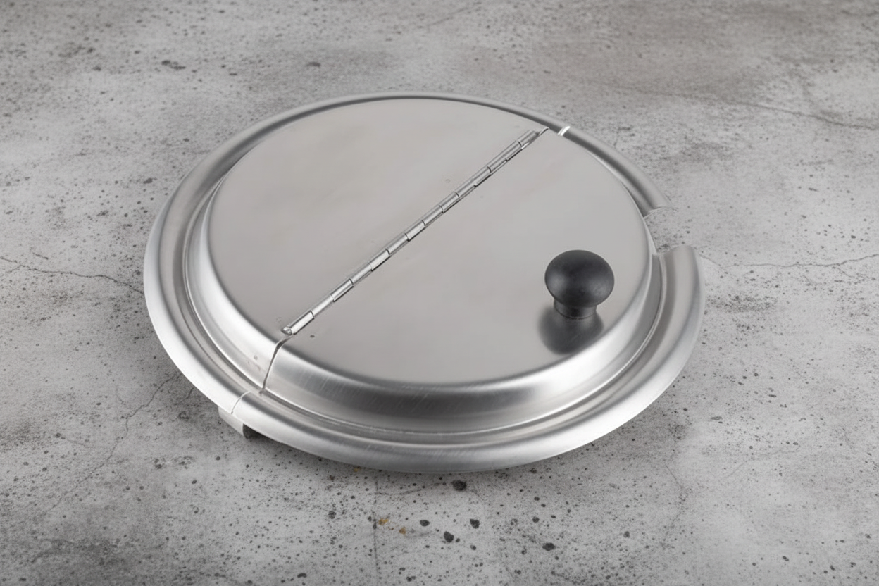 Browne - Food Pan Cover 7 QT Hinged Round Stainless Steel 575589 - 1/1EA