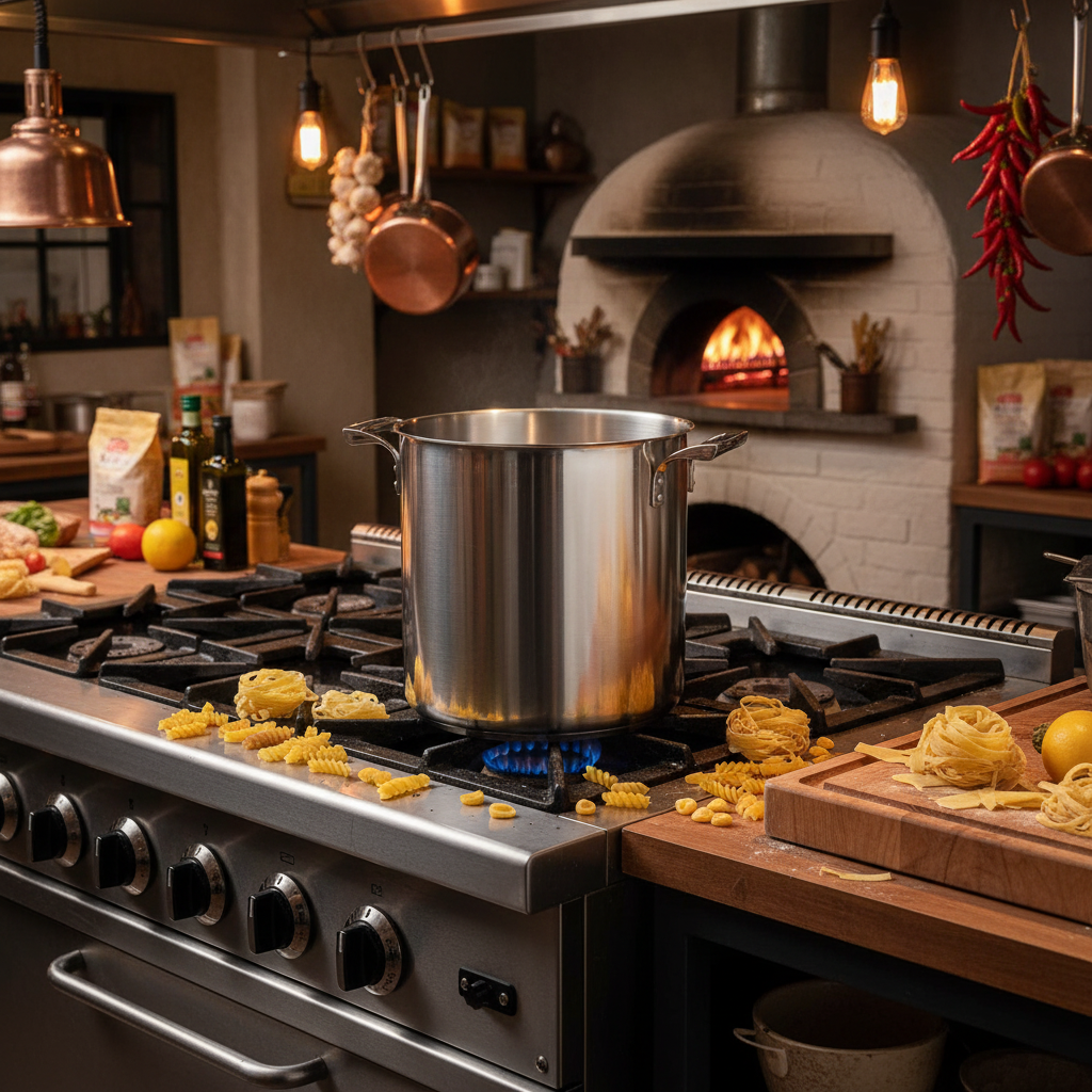 Browne 5723932 Stock Pot 32 QT Stainless Steel on white backgroujnd