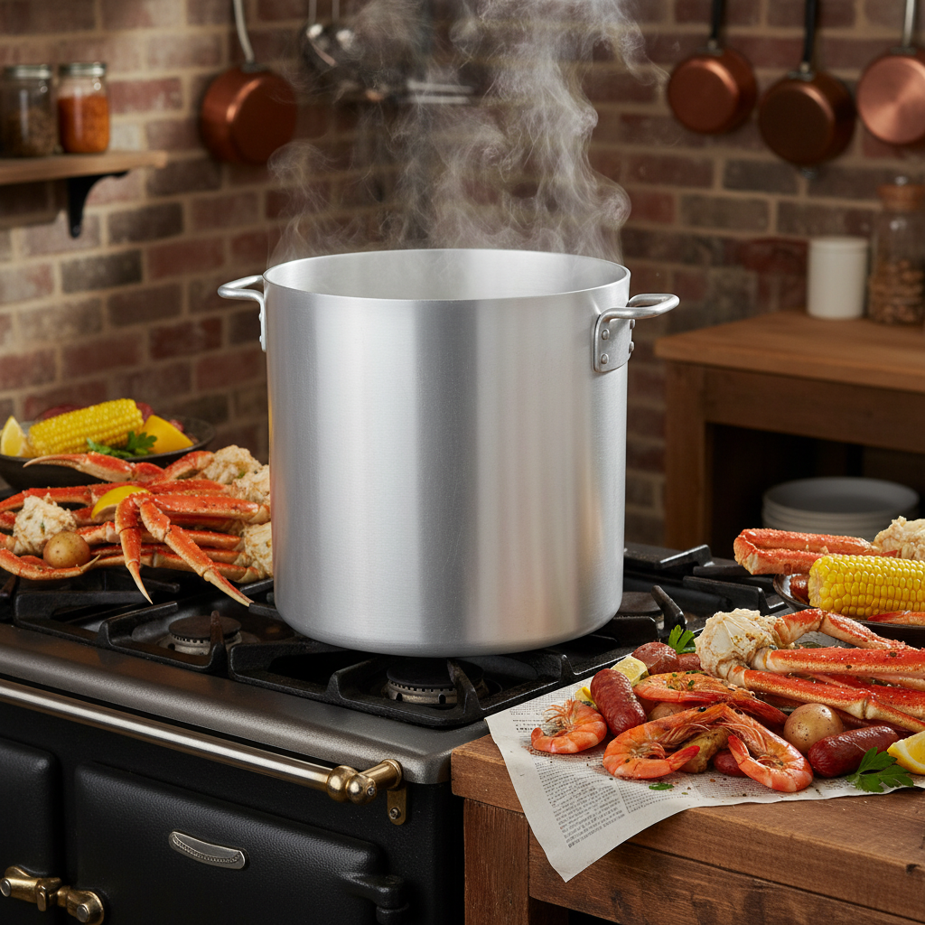 Browne® 32 Qt Aluminum Stock Pot 5813132 on white background