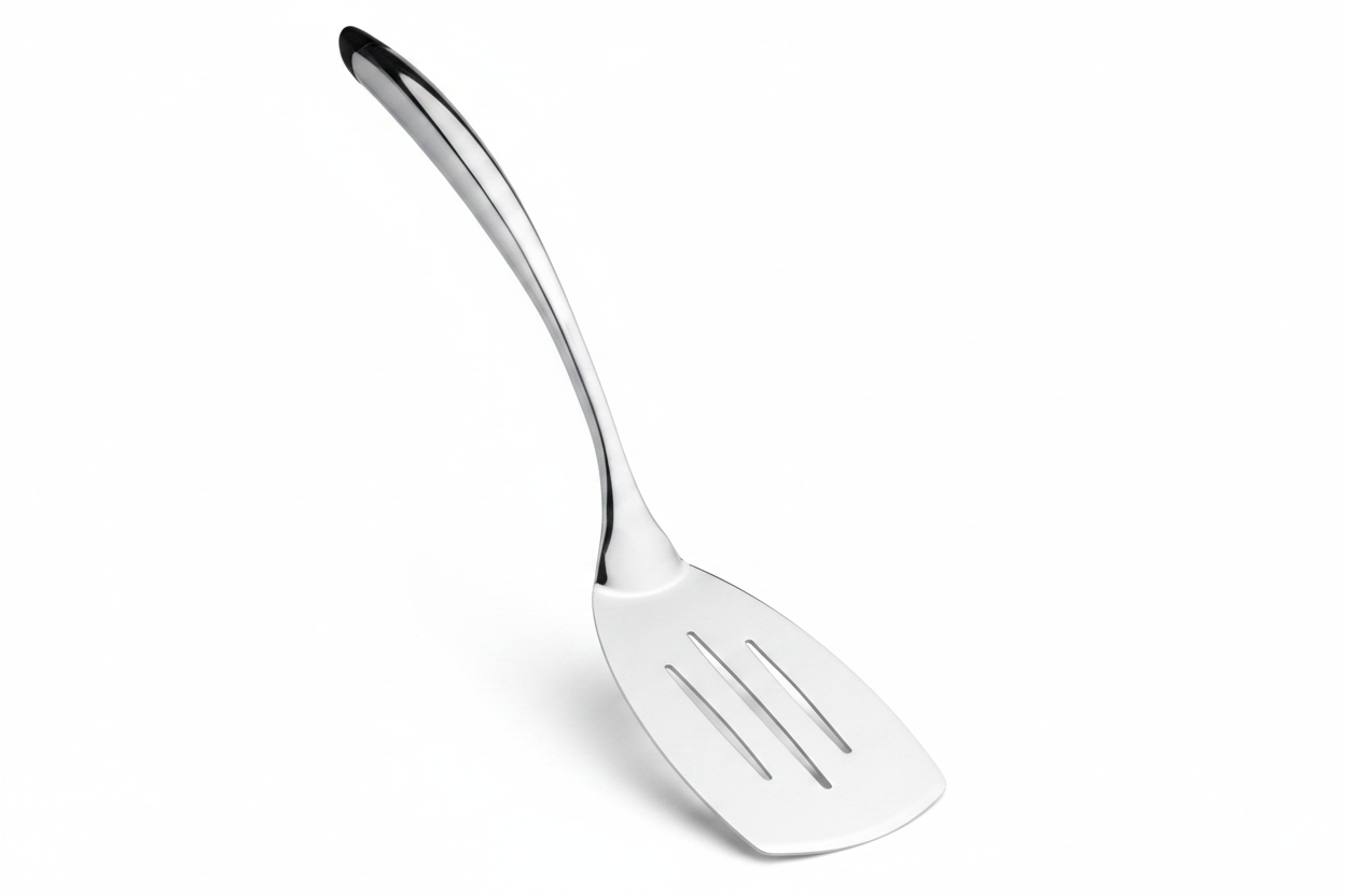 Browne 573172 14-3/4-Inch Stainless Steel Eclipse Slotted Turner on white background