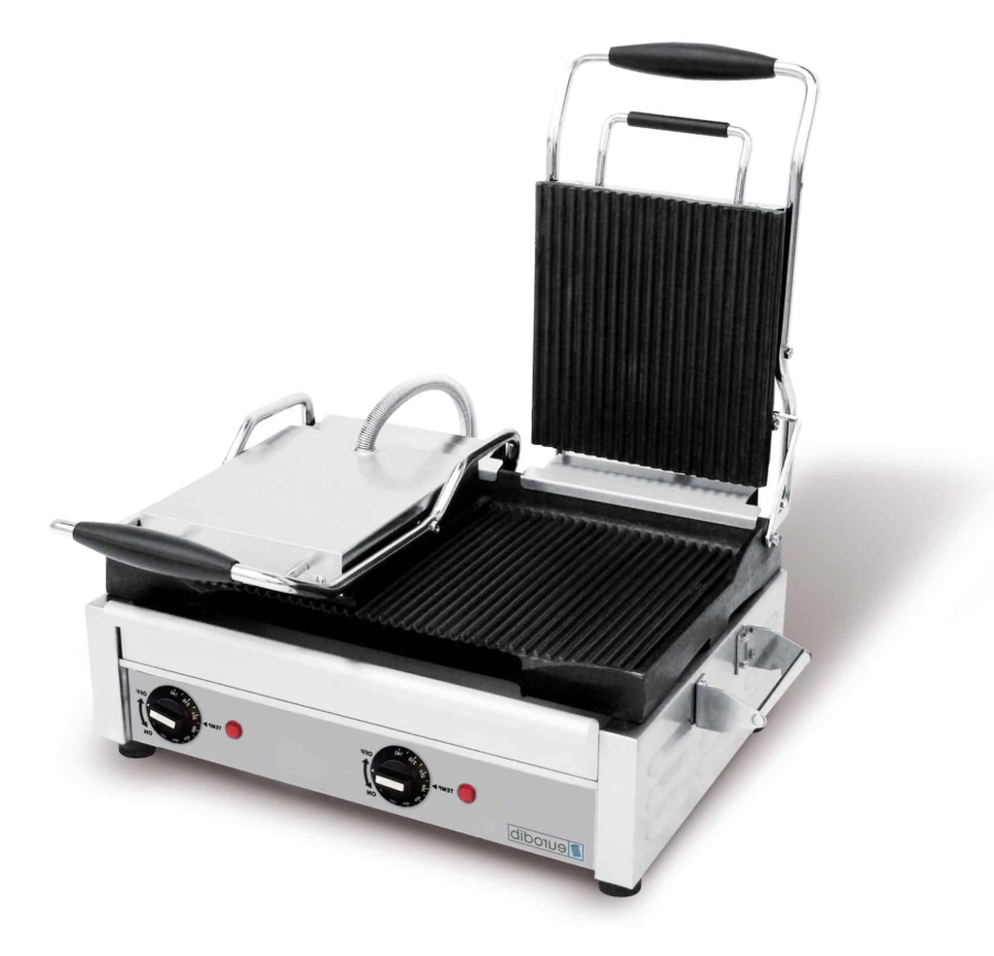 Eurodib - Double Panini Grill with Ribbed Plates 18