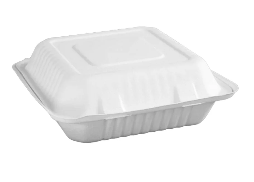 Globe Commercial - Compostable Hinged Containers White 6011 - (Pack of 50)