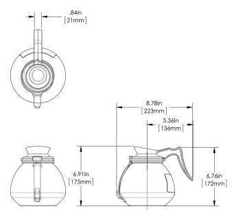 Bunn - Glass Decanter Orange Handle 64 oz RFID 42401.7203 - (Set of 3)