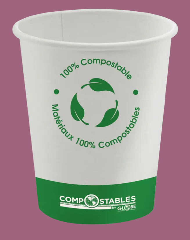 Globe Commercial - Compostable Paper Cups 8 oz White 6052 - (Case of 1000)
