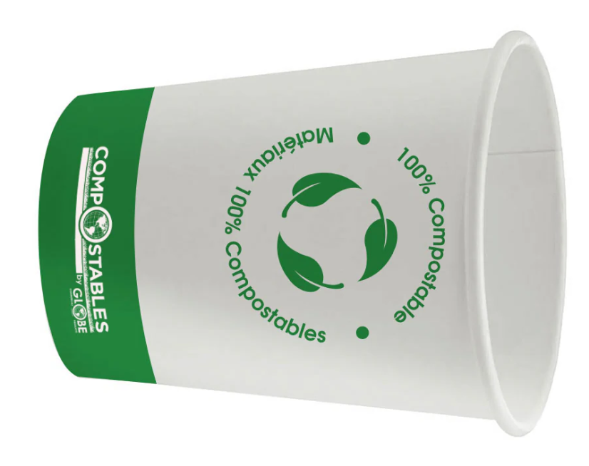 Globe Commercial - Compostable Paper Cups 8 oz White 6052 - (Case of 1000)